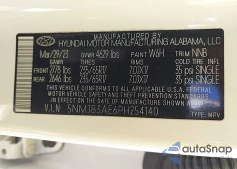 2023 Hyundai Tucson Sel z USA, uszkodzony, nr VIN 5NMJB3AE6PH254140